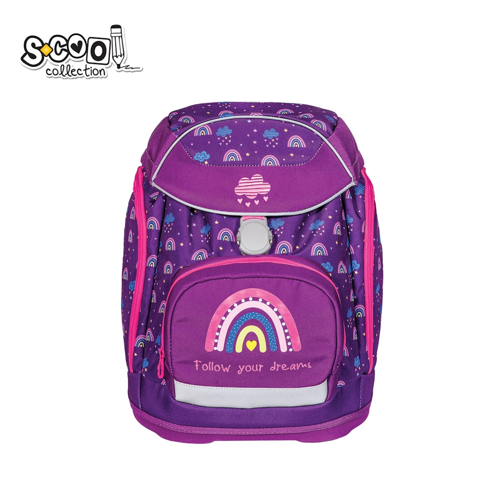 Ghiozdan ergonomic FOLLOW YOUR DREAMS, 6-11 ani, bretele ajustabile, buzunar frontal, poliester 600D - imagine 10